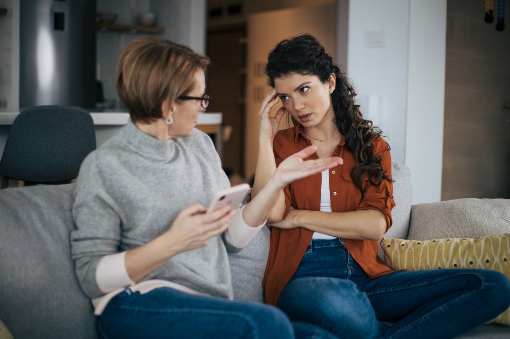 The young woman is arguing with her mother